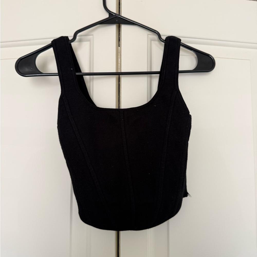 Aritzia Wilfred Black Crop Top